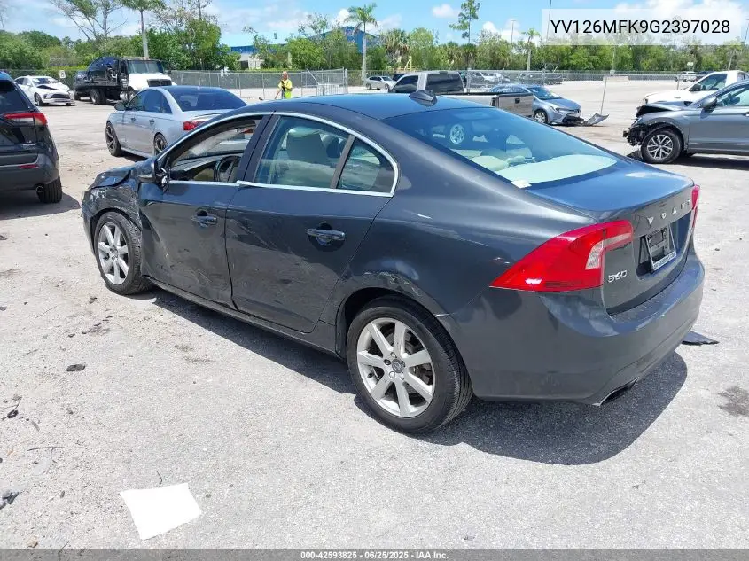 2016 Volvo S60 T5 Drive-E Premier VIN: YV126MFK9G2397028 Lot: 42593825
