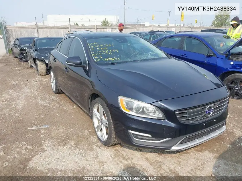2017 Volvo S60 Premier VIN: YV140MTK3H2438334 Lot: 12322331