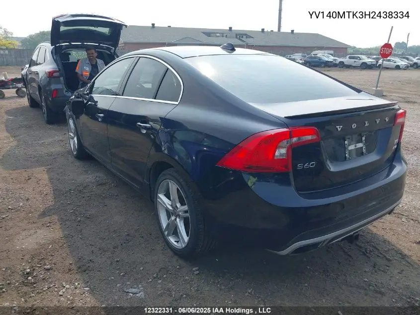 2017 Volvo S60 Premier VIN: YV140MTK3H2438334 Lot: 12322331