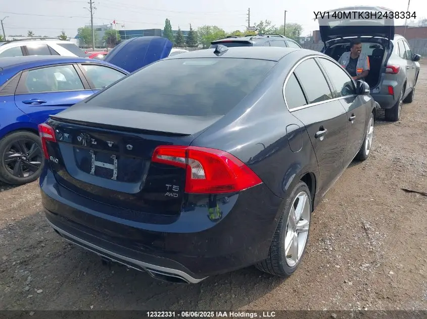 2017 Volvo S60 Premier VIN: YV140MTK3H2438334 Lot: 12322331