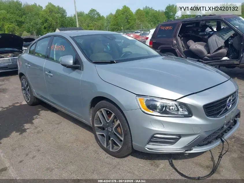 2017 Volvo S60 T5 Dynamic VIN: YV140MTLXH2420132 Lot: 42241376