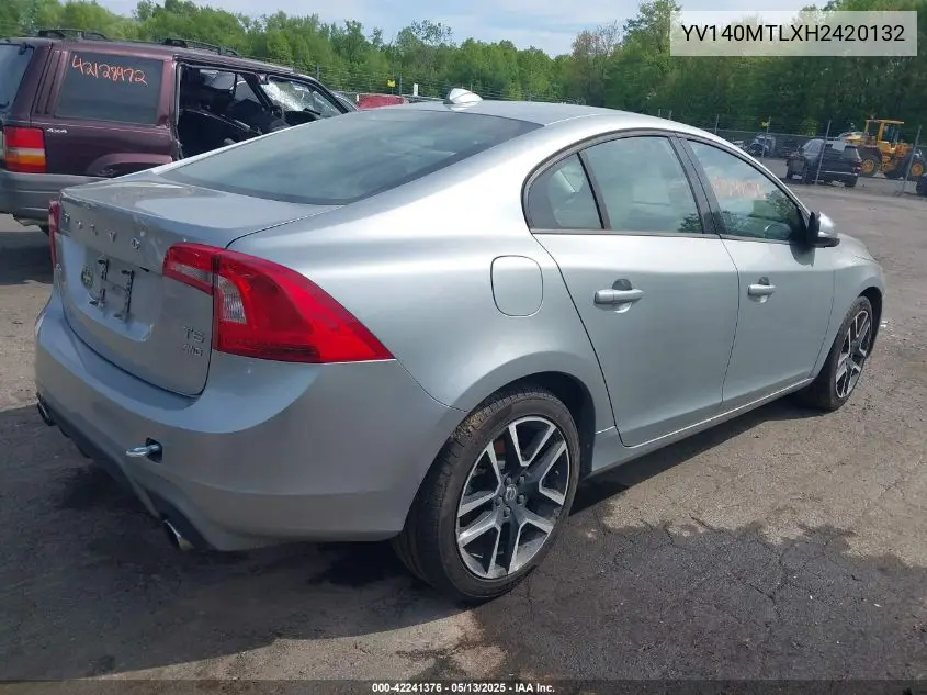 2017 Volvo S60 T5 Dynamic VIN: YV140MTLXH2420132 Lot: 42241376