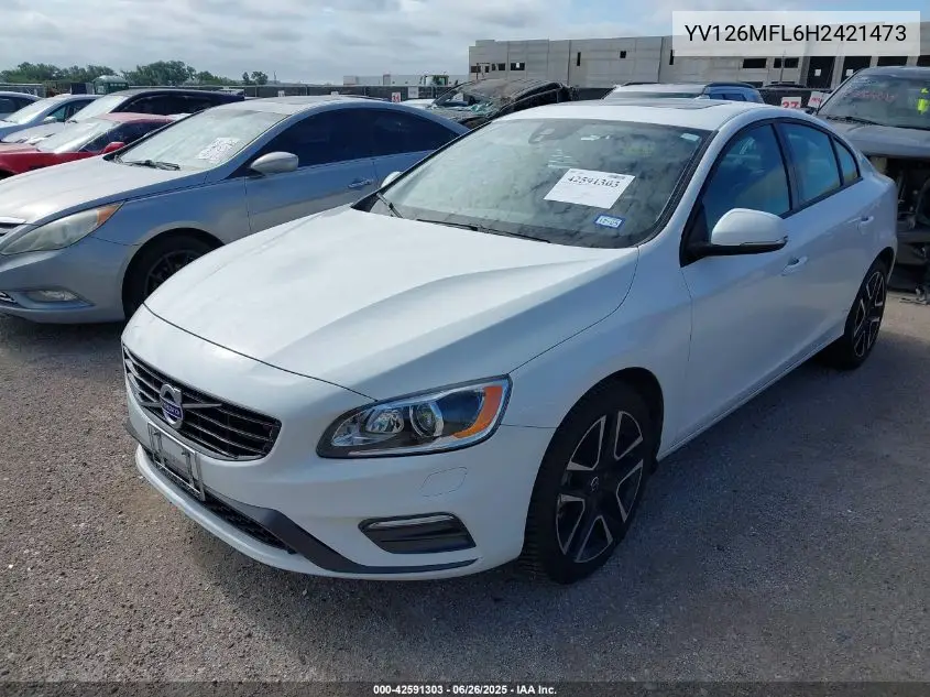 2017 Volvo S60 T5 Dynamic VIN: YV126MFL6H2421473 Lot: 42591303