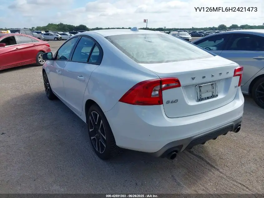 2017 Volvo S60 T5 Dynamic VIN: YV126MFL6H2421473 Lot: 42591303