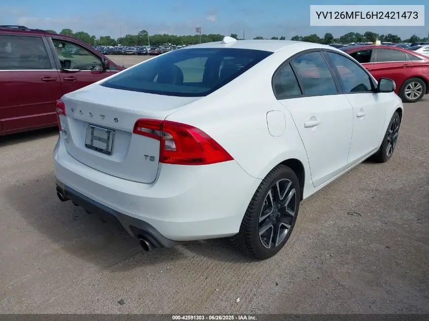 2017 Volvo S60 T5 Dynamic VIN: YV126MFL6H2421473 Lot: 42591303