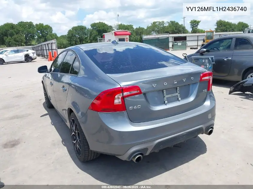 2017 Volvo S60 T5 Dynamic VIN: YV126MFL1H2436740 Lot: 42602343
