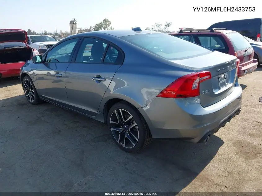 2017 Volvo S60 T5 Dynamic VIN: YV126MFL6H2433753 Lot: 42606144