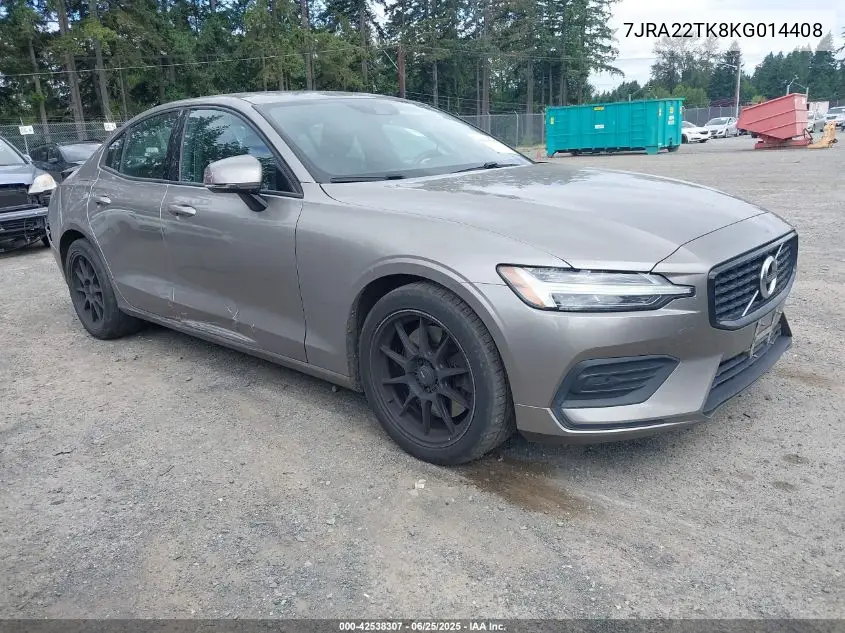 2019 Volvo S60 T6 Momentum VIN: 7JRA22TK8KG014408 Lot: 42538307