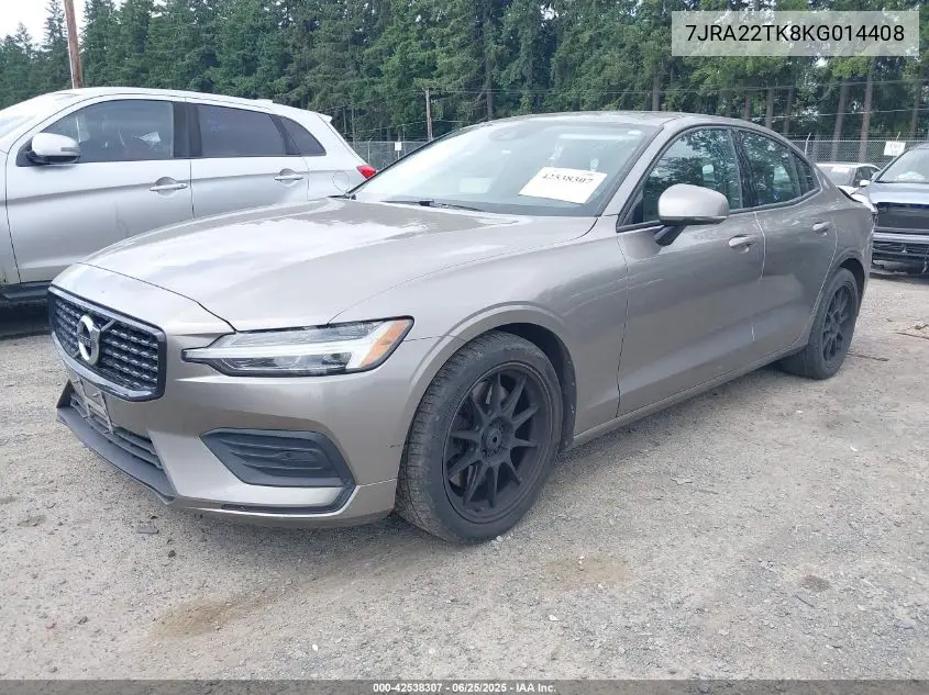 2019 Volvo S60 T6 Momentum VIN: 7JRA22TK8KG014408 Lot: 42538307