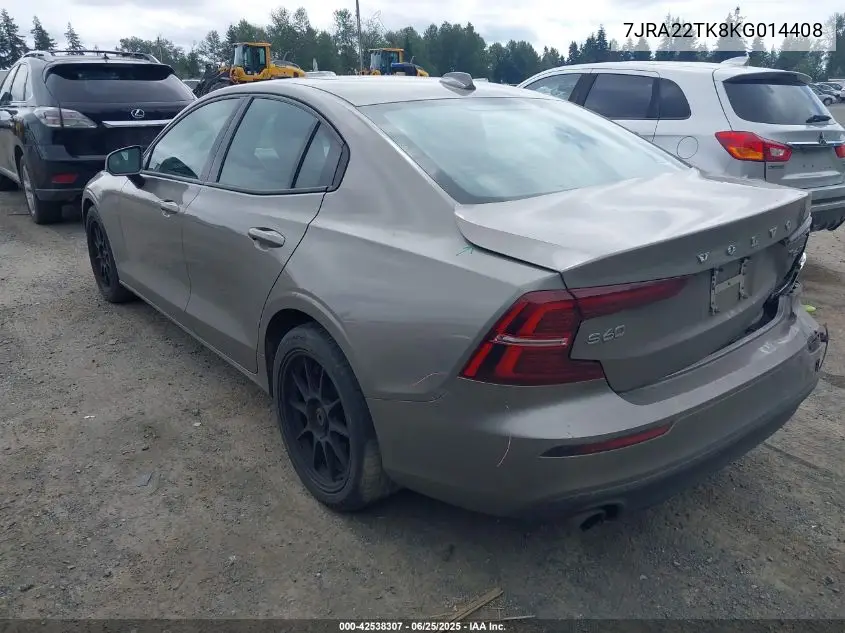 2019 Volvo S60 T6 Momentum VIN: 7JRA22TK8KG014408 Lot: 42538307