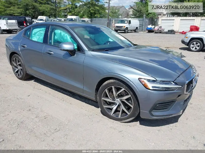 2020 Volvo S60 T6 Momentum VIN: 7JRA22TK8LG063920 Lot: 42213044