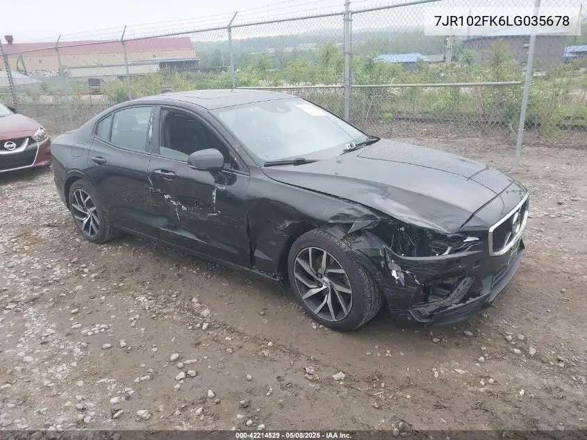 2020 Volvo S60 T5 Momentum VIN: 7JR102FK6LG035678 Lot: 42214529