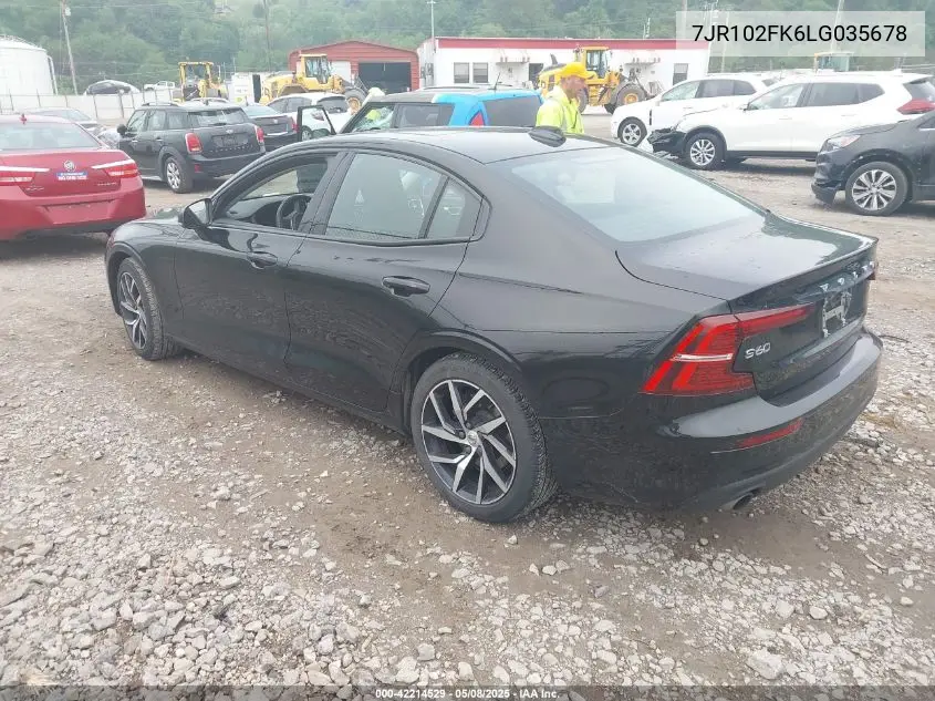 2020 Volvo S60 T5 Momentum VIN: 7JR102FK6LG035678 Lot: 42214529