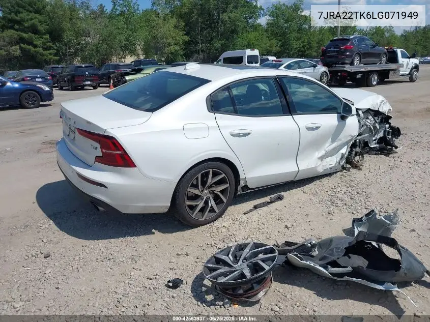 2020 Volvo S60 T6 Momentum VIN: 7JRA22TK6LG071949 Lot: 42563937