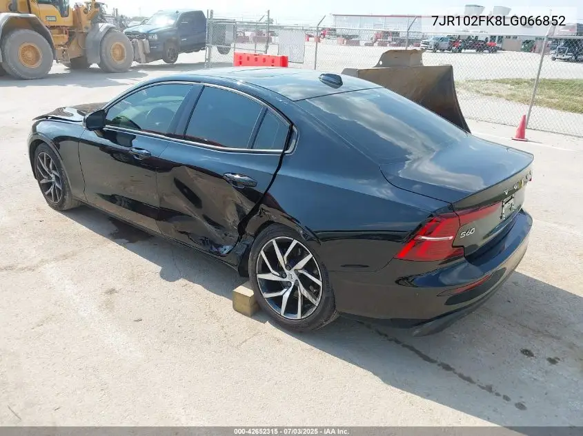 2020 Volvo S60 T5 Momentum VIN: 7JR102FK8LG066852 Lot: 42652315