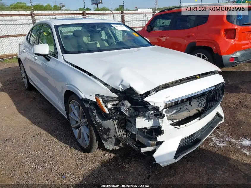 2021 Volvo S60 T5 Momentum VIN: 7JR102FK0MG093996 Lot: 42096281