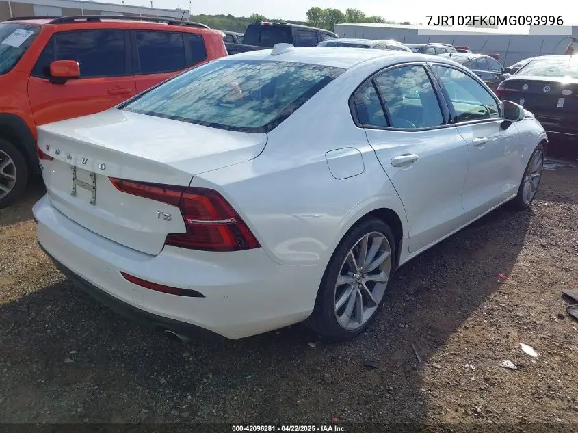 2021 Volvo S60 T5 Momentum VIN: 7JR102FK0MG093996 Lot: 42096281