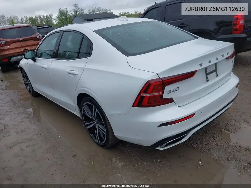 2021 Volvo S60 Recharge Plug-In Hybrid T8 R-Design Expression VIN: 7JRBR0FZ6MG112630 Lot: 42199816