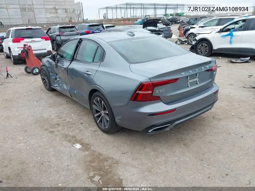 2021 Volvo S60 T5 Momentum VIN: 7JR102FZ4MG108934 Lot: 42421525