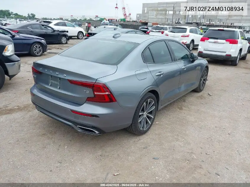 2021 Volvo S60 T5 Momentum VIN: 7JR102FZ4MG108934 Lot: 42421525