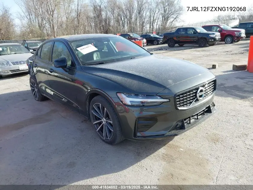 2022 Volvo S60 B5 Inscription/B5 Momentum VIN: 7JRL12FZXNG192068 Lot: 41834852