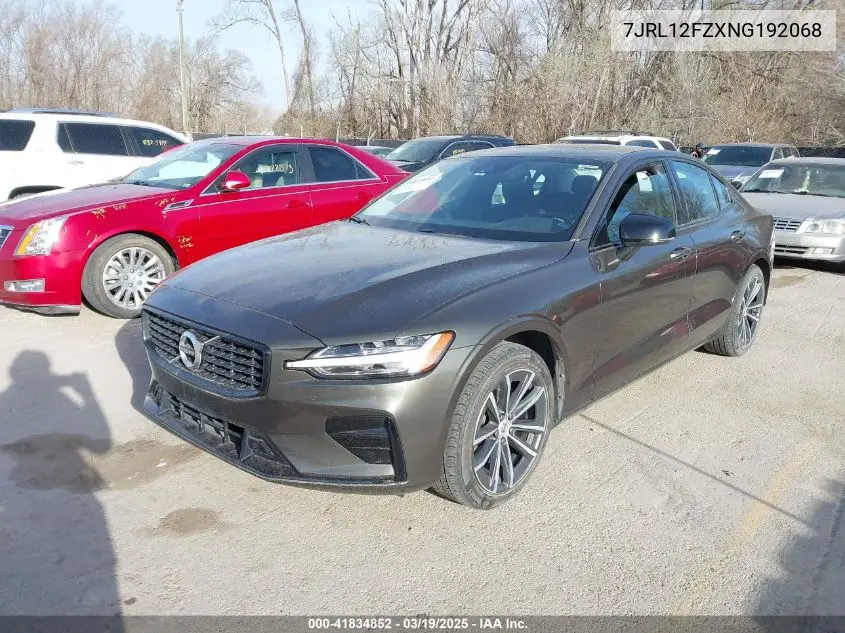 2022 Volvo S60 B5 Inscription/B5 Momentum VIN: 7JRL12FZXNG192068 Lot: 41834852