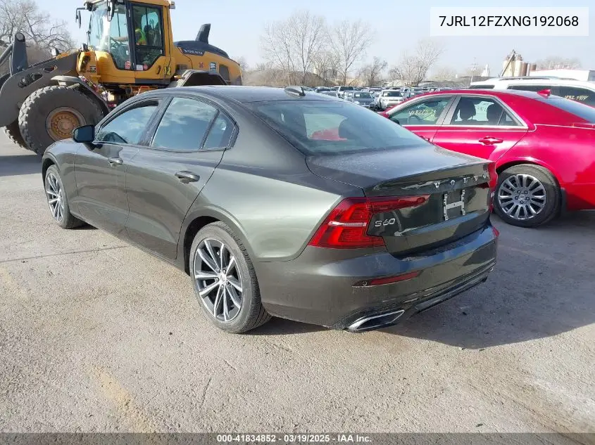 2022 Volvo S60 B5 Inscription/B5 Momentum VIN: 7JRL12FZXNG192068 Lot: 41834852