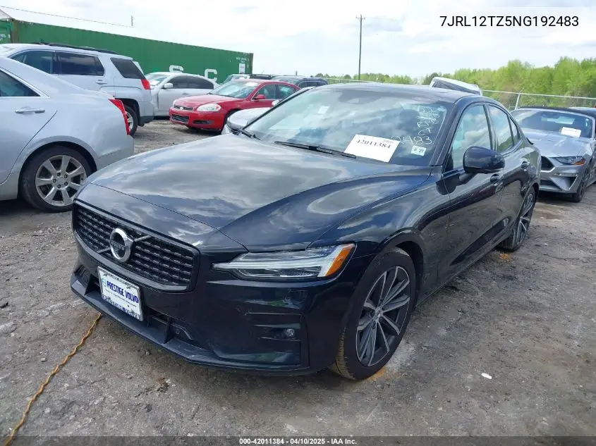 2022 Volvo S60 B5 Black Edition Momentum/B5 Inscription/B5 Momentum VIN: 7JRL12TZ5NG192483 Lot: 42011384