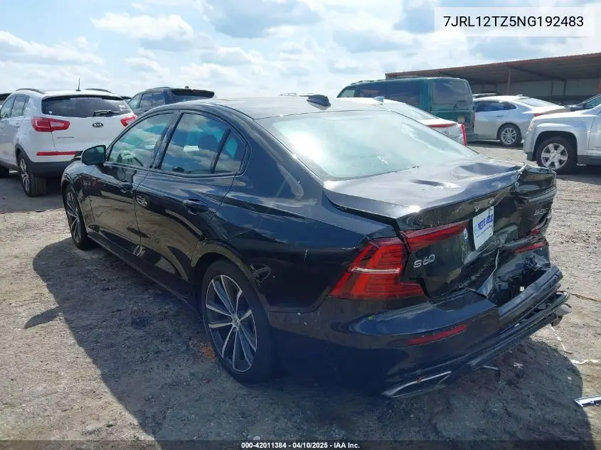2022 Volvo S60 B5 Black Edition Momentum/B5 Inscription/B5 Momentum VIN: 7JRL12TZ5NG192483 Lot: 42011384