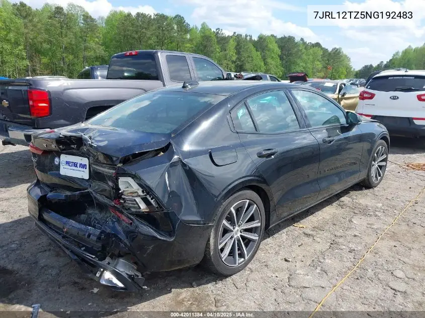 2022 Volvo S60 B5 Black Edition Momentum/B5 Inscription/B5 Momentum VIN: 7JRL12TZ5NG192483 Lot: 42011384