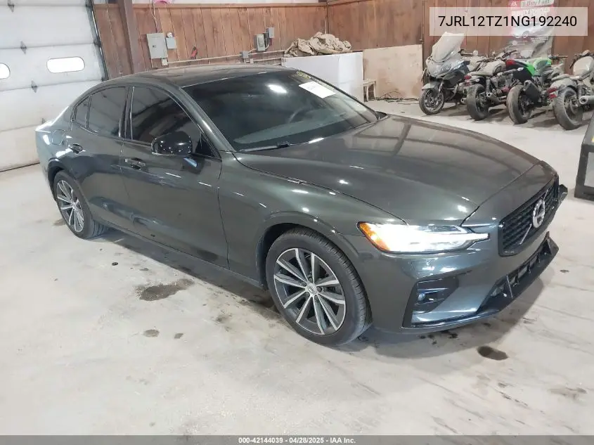2022 Volvo S60 B5 Black Edition Momentum/B5 Inscription/B5 Momentum VIN: 7JRL12TZ1NG192240 Lot: 42144039