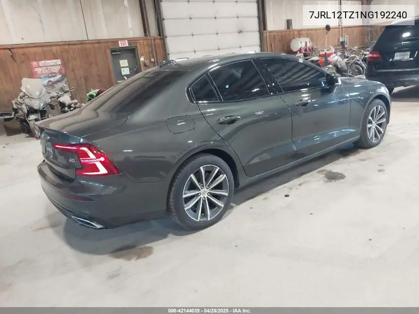 2022 Volvo S60 B5 Black Edition Momentum/B5 Inscription/B5 Momentum VIN: 7JRL12TZ1NG192240 Lot: 42144039