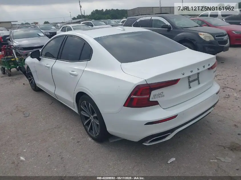 2022 Volvo S60 B5 Momentum VIN: 7JRL12TZ5NG161962 Lot: 42289592