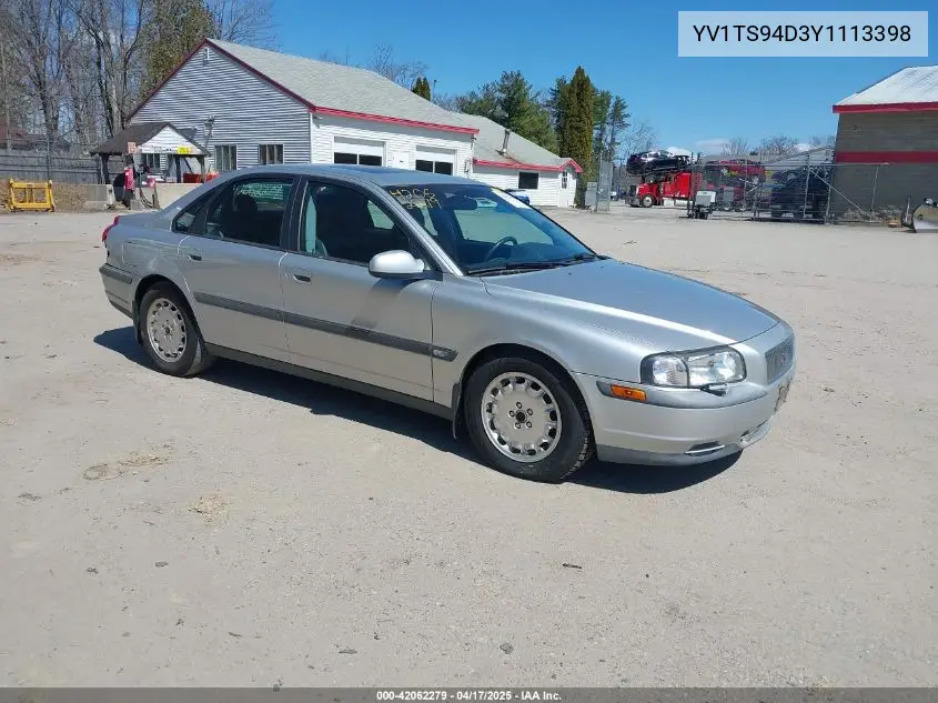 2000 Volvo S80 2.9 VIN: YV1TS94D3Y1113398 Lot: 42062279