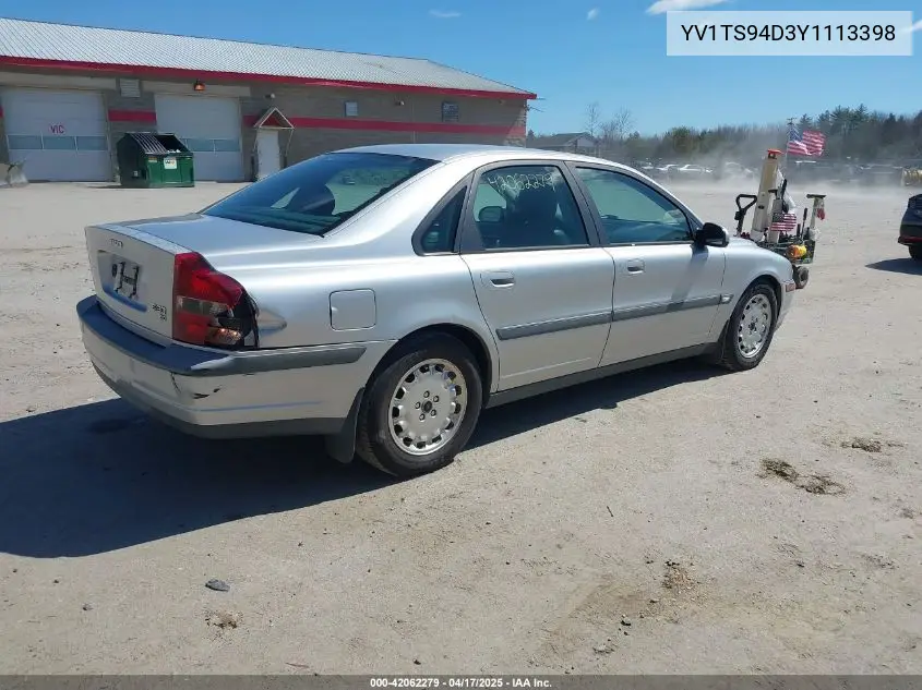 2000 Volvo S80 2.9 VIN: YV1TS94D3Y1113398 Lot: 42062279