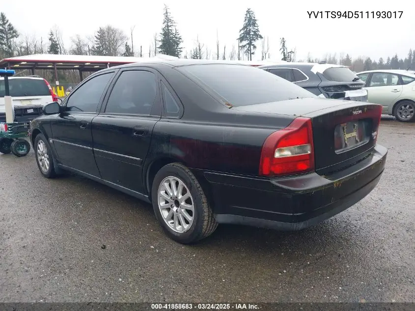 2001 Volvo S80 2.9 VIN: YV1TS94D511193017 Lot: 41858683