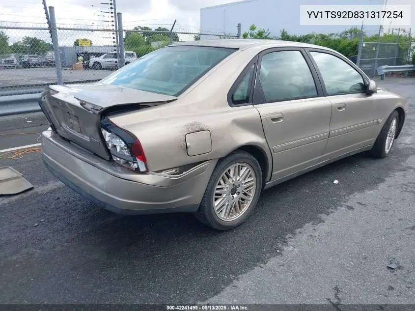 2003 Volvo S80 2.9 VIN: YV1TS92D831317254 Lot: 42241499