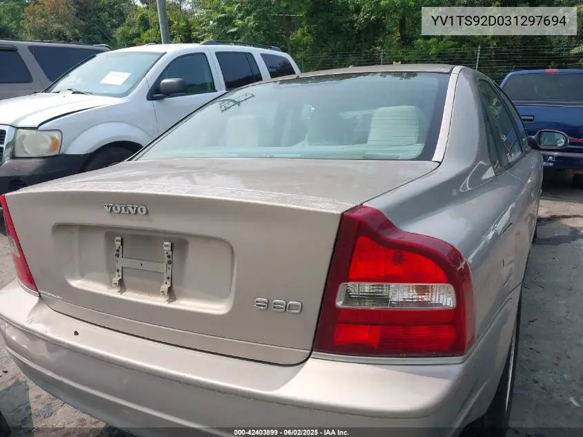 2003 Volvo S80 2.9 VIN: YV1TS92D031297694 Lot: 42403899