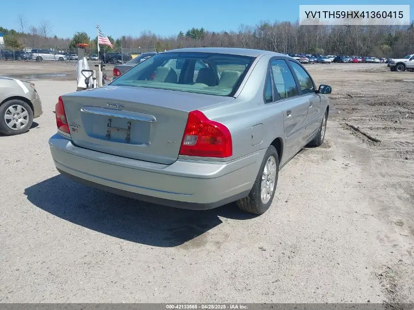 2004 Volvo S80 2.5T VIN: YV1TH59HX41360415 Lot: 42133565