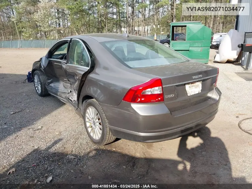 2007 Volvo S80 3.2 VIN: YV1AS982071034477 Lot: 41851434