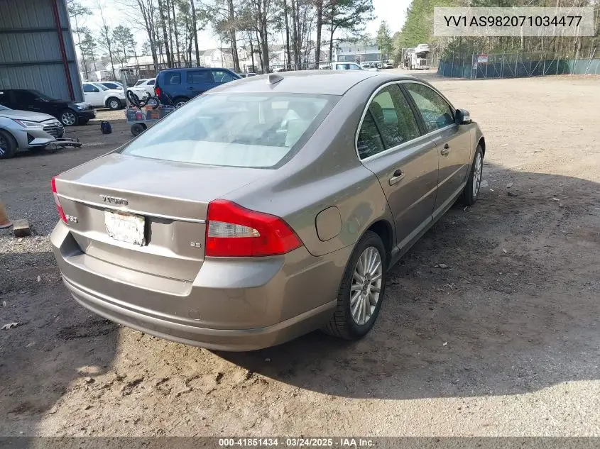 2007 Volvo S80 3.2 VIN: YV1AS982071034477 Lot: 41851434