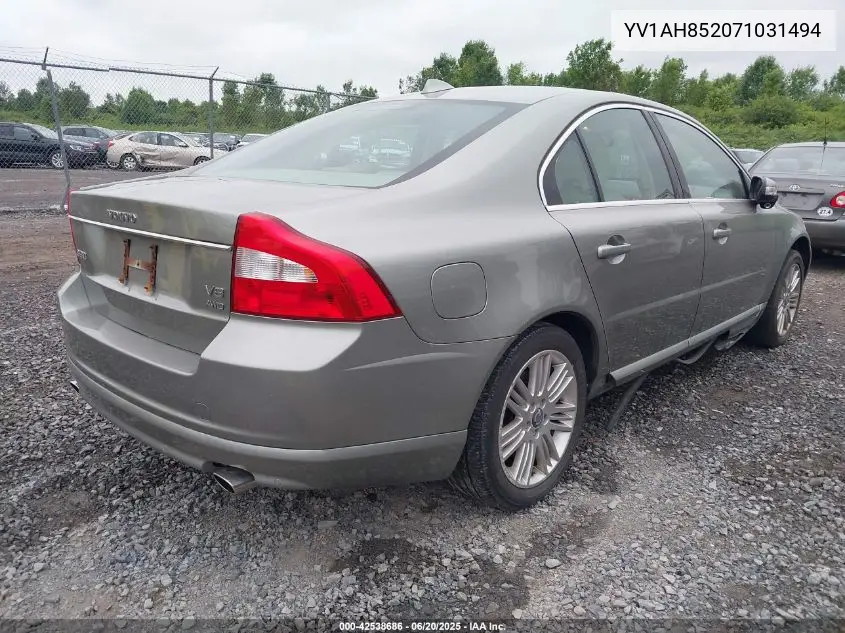2007 Volvo S80 V8 VIN: YV1AH852071031494 Lot: 42538686