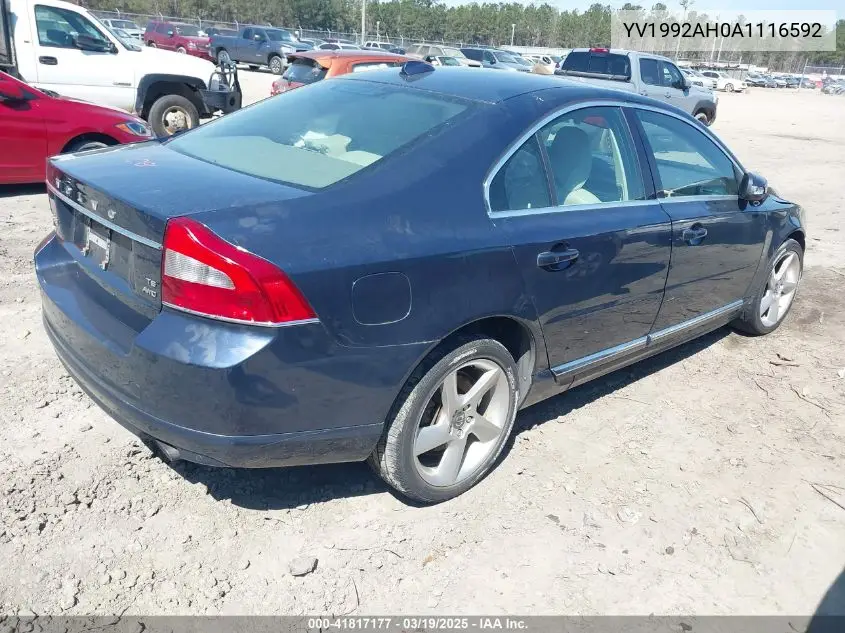 2010 Volvo S80 T6 VIN: YV1992AH0A1116592 Lot: 41817177