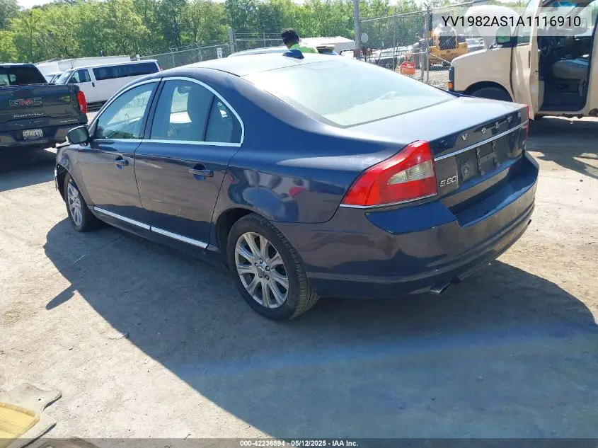 2010 Volvo S80 3.2 VIN: YV1982AS1A1116910 Lot: 42236594
