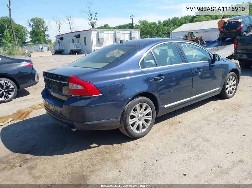 2010 Volvo S80 3.2 VIN: YV1982AS1A1116910 Lot: 42236594