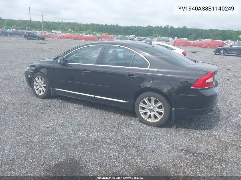 2011 Volvo S80 3.2 VIN: YV1940AS8B1140249 Lot: 42447155