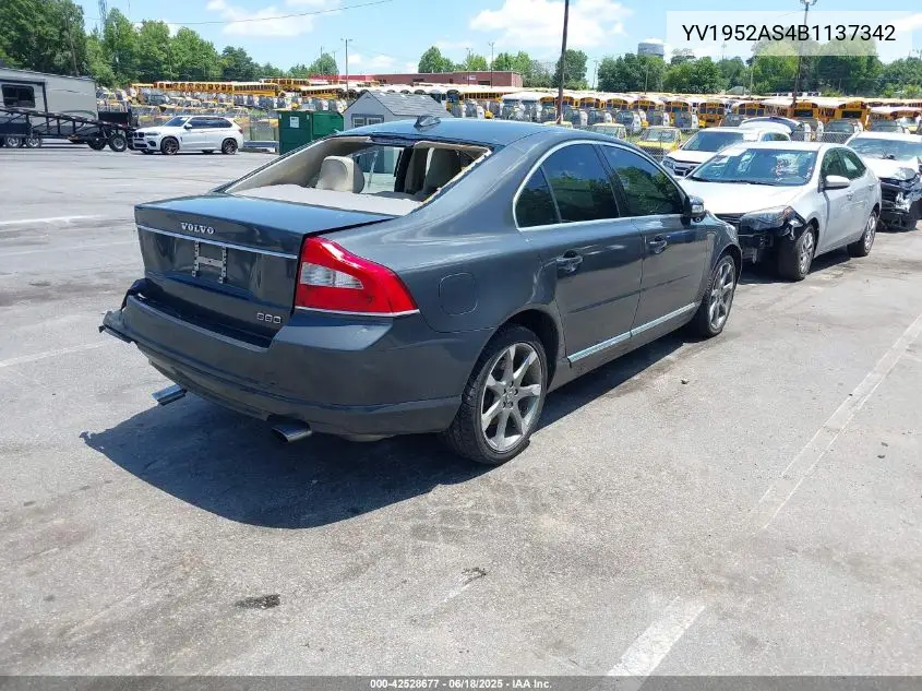 2011 Volvo S80 3.2 VIN: YV1952AS4B1137342 Lot: 42528677