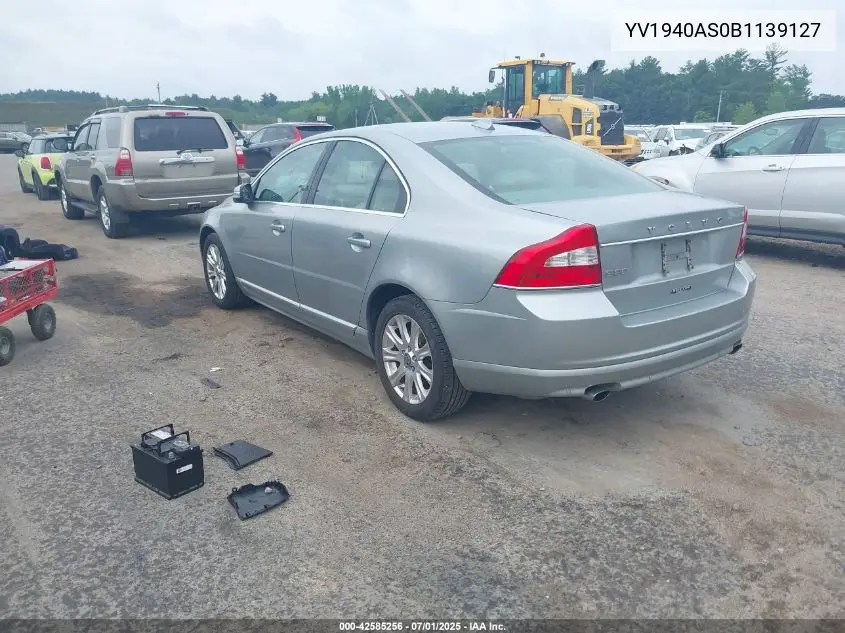 2011 Volvo S80 3.2 VIN: YV1940AS0B1139127 Lot: 42585256
