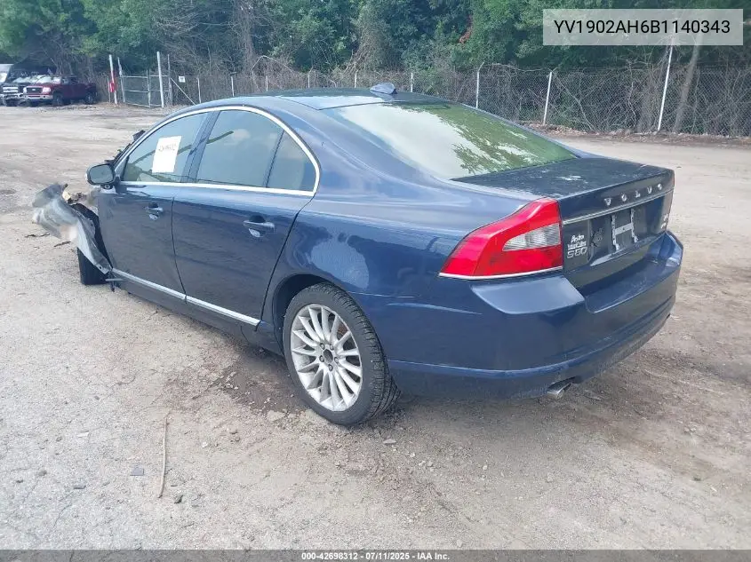 2011 Volvo S80 T6 VIN: YV1902AH6B1140343 Lot: 42698312