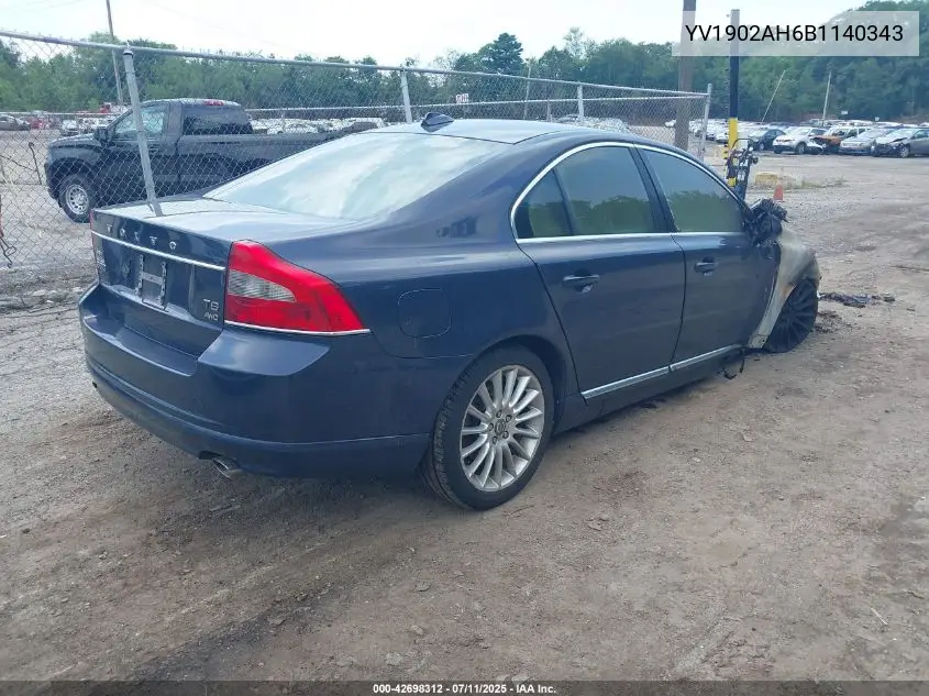 2011 Volvo S80 T6 VIN: YV1902AH6B1140343 Lot: 42698312